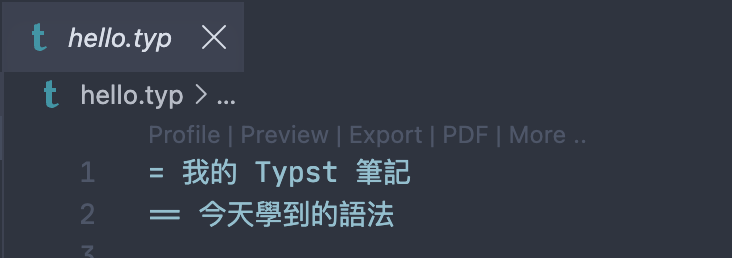 Tinymist editor toolbar