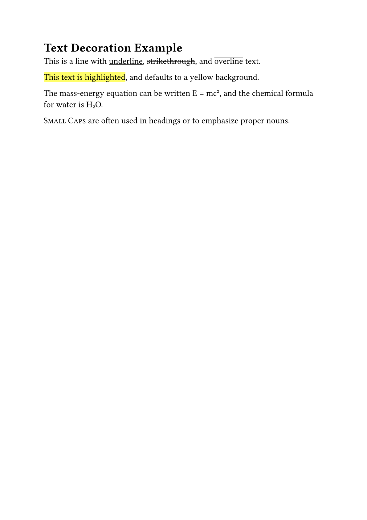 Text decoration example output