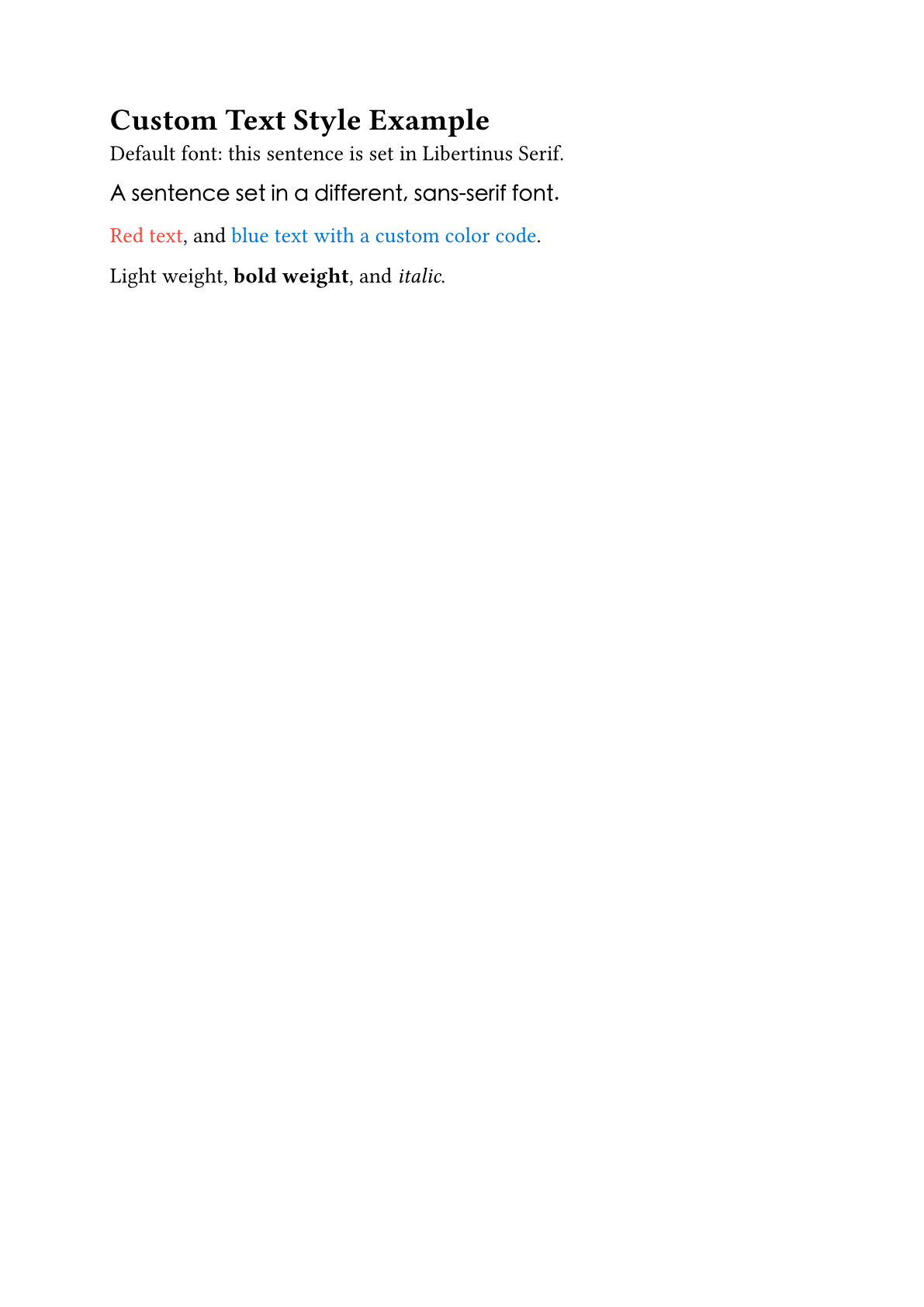 Custom text style example output