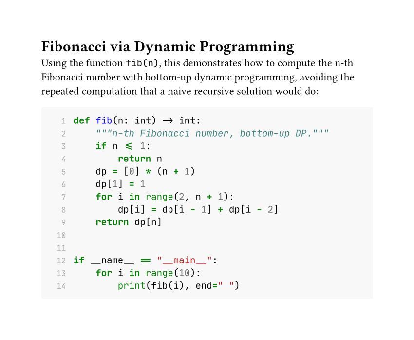 Fibonacci dynamic-programming example output