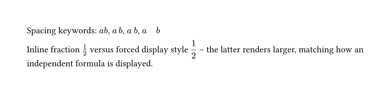 Spacing and display style example